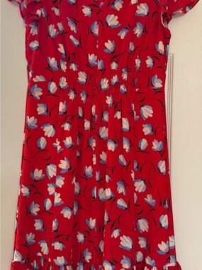 Talbots Red Floral Midi Dress